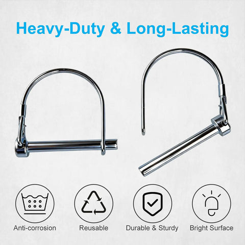 Heavy-duty 10 Pack Trailer Coupler Pins With Locking Pins Two And One Eighth Inch By One Quarter Inch on a white background