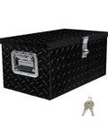 Heavy Duty Aluminum Tool Box 20x12x9.5 Inch Black Cargo Trunk For Pickup Truck Bed And RV With Reinforced Snap Lock Latch, side view with keys