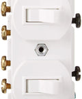 Front view of Specification-Grade 15 Amp 120/277V Duplex 3-Way AC Combination Switch, Non-Grounding, Side-Wired, White, Durable Thermoplastic
