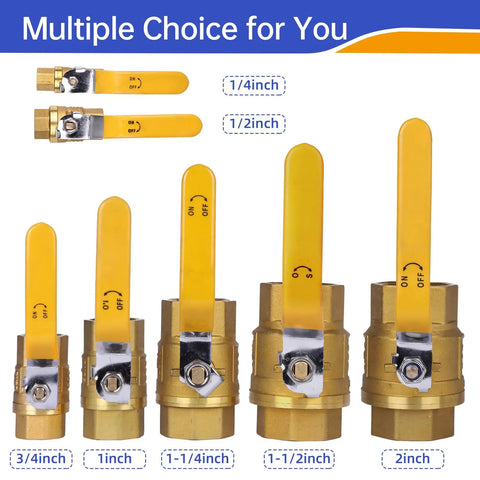 Six Pack One Quarter Inch Brass Ball Valve Heavy Duty Shut Off Valve NPT Female Full Port For Water Oil Gas Pipe Fitting