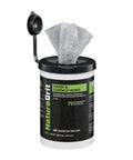 Front view of NatureGrit Hand & Surface Wipes canister with dispensing cap; 72 heavy-duty wipes