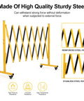 Rock Solid Expandable Metal Safety Gate With Lockable Caster Wheels heavy-duty steel mobile fence for crowd control.
