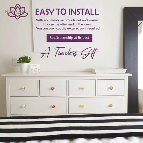 Fresh Ceramic Kitchen Cabinet Knobs And Dope Drawer Pulls For A Total Home Vibe Upgrade Pack Of Twelve Multi Red Heart Handpainted Handles For Cupboards And Furniture installed on dresser with striped blanket.