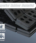 Badass Heavy Duty Rubber Anti Vibration Pads For Washers And Dryers Rigged As Shock Absorber Mounts showing stacked black rubber pads with waterproof features.