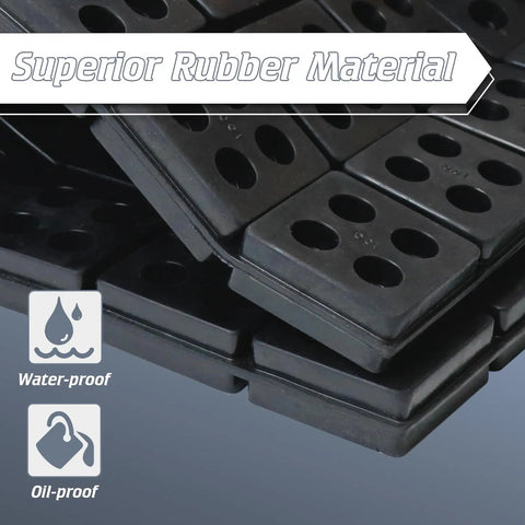 Badass Heavy Duty Rubber Anti Vibration Pads For Washers And Dryers Rigged As Shock Absorber Mounts showing stacked black rubber pads with waterproof features.