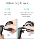 Badass No Sweat Hair Free Caster Wheels For Salon Cart Beauty Table Trays installation steps showcasing easy replacement process.