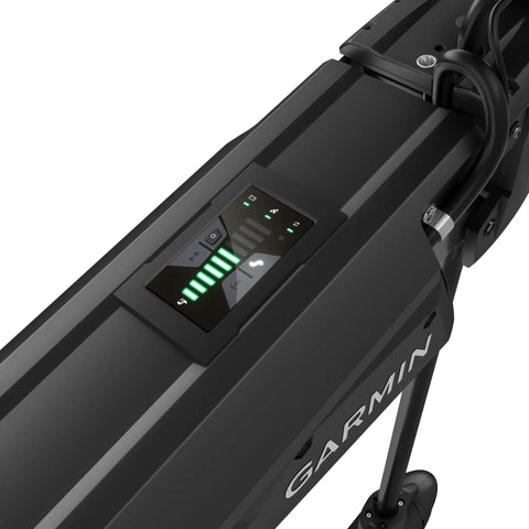 Smooth Sailin Killer 57 Inch Shaft Trolling Motor With Plug And Play Gt56Uhd Tr Sonar And Multiband Positioning For Anchor Lock Wheel Hold And Wireless Chartplotter Sync Black control panel showing battery and settings indicators.