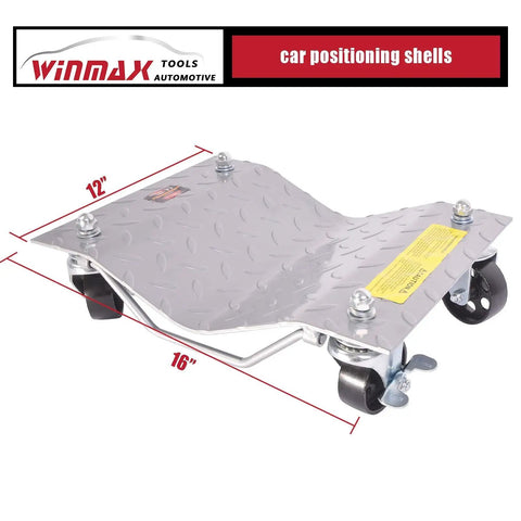 Two Pack Heavy Duty Car Tire Rollers, 3000 Lb Wheel Dolly Set With Locking Pins for smooth vehicle storage, 12x16 inches.