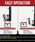 Tough As Nails 12 Volt Linear Actuator with easy operation diagram showing wiring for extended and retracted positions.