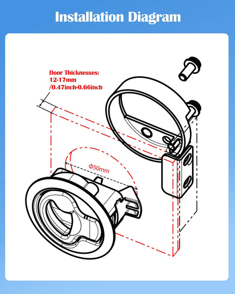Installation diagram of Two Pack Two Inch Boat Slam Latch with dimensions and assembly details for marine use