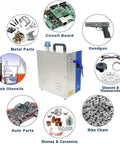 Supercharged Jewelry Steam Cleaner For Gold And Silver Rings Earrings Necklaces Glasses Watches Dentures high pressure unit with assorted cleaning items.