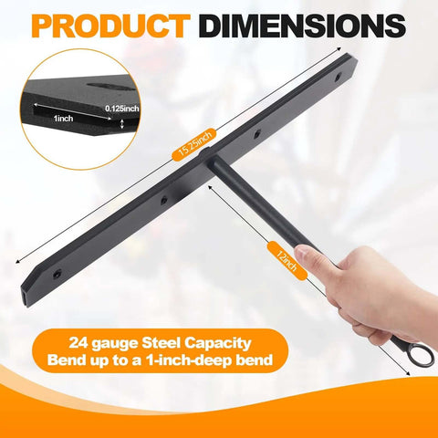 Heavy Duty Sheet Metal Hemming Tool For Roofing Panels And HVAC Ducts 15.25 Inch Pro Grade with dimensions shown