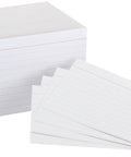 Top Shelf White Index Cards For Studying Ruled One Side Heavy Duty Notetaking Must Haves Smooth Cut Edges stacked with few spread out.