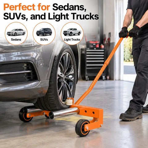 Adjustable Heavy Duty Tire Wheel Dolly Featuring A Rock Solid 500 Lb Capacity Galvanized Steel Build used to glide tires for SUVs.