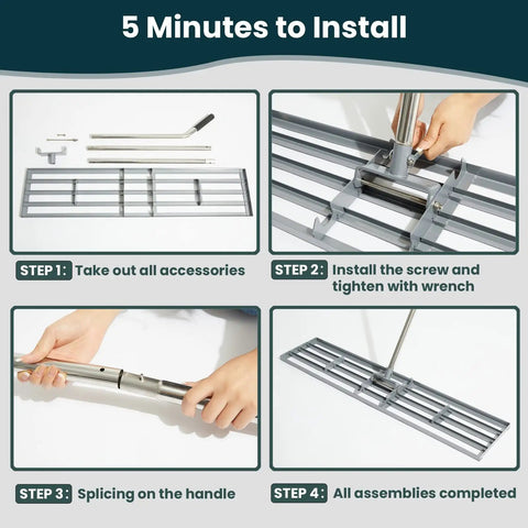 Instructions for assembling Lawn Leveling Rake 45 Inch Heavy Duty Stainless Steel Leveler for backyard and garden use