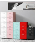 Colorful mobile metal file cabinet with lock and wheels, rolling storage drawer for vertical filing, home office use