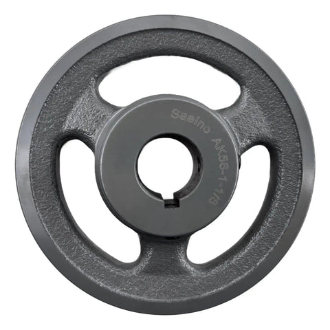 Rock Solid Cast Iron 1 Groove V Belt Sheave With 1 Inch Bore 5.45 OD Motor Pulley For A AX 3L 4L Belts top view showing the keyseat design.