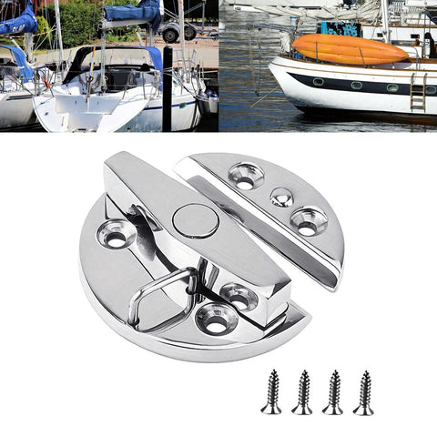Heavy Duty 180 Degree Rotating Knob Boat Door Catch Marine Latch Hardware with screws for secure access on boats.