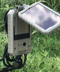Kickass Dual Lithium Solar Power Panel Bundle For Trail Cameras And Wildlife Scouting With Amorphous 12V Low Light Charging. Rugged design.