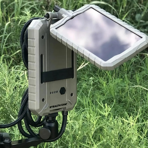 Kickass Dual Lithium Solar Power Panel Bundle For Trail Cameras And Wildlife Scouting With Amorphous 12V Low Light Charging. Rugged design.