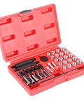 Pro Grade Glow Plug Thread Repair Kit 33 Piece Steel Set with M8x1 M10x1 M10x1.25 M12x1 M12x1.25 M14x1 in red case