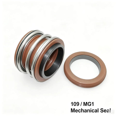 1 Piece Universal 109 Type MG1 Mechanical Seal with Silicon Carbide and Alloy Ring plus FKM Bellows for Axial Movement in Centrifugal Pumps showing detailed components.