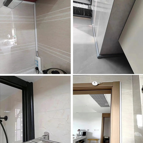 Exterior Waterproof Cable Raceway Kit For 6 Cables No Drill Self Adhesive Cord Protector installed in kitchen and door frames.