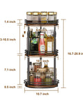 3 Tier Rotating Lazy Susan Spice Rack With Adjustable Height For Cabinet Pantry And Kitchen Counter Quick Glide Smooth Turn with jars and bottles.