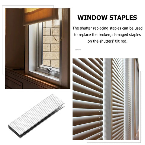 Real Deal Plantation Shutter Staple Repair Kit With Forty Heavy Duty Rust Proof Nails For Secure Tilt Rod And Louver Fix Indoors Outdoors Home Projects, showing window staples for shutter repair.