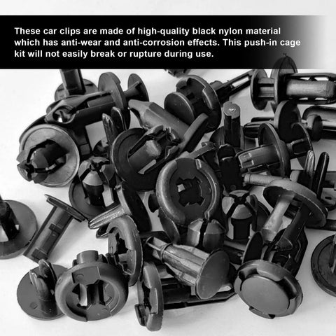 Badass 120 Piece Nylon Push Pin Retainer Clips And Fastener Removal Kit With Bumper Rivets For 6Mm 8Mm 9Mm 10Mm Car Parts Compatible With Gmc Ford Toyota Honda, black nylon clips on white background.