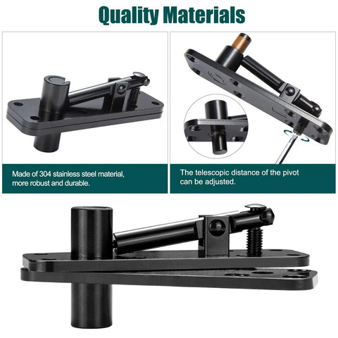 Badass Heavy Duty Hidden Door Hinge Built Like A Tank From 304 Stainless Steel showing adjustable pivot and black finish.
