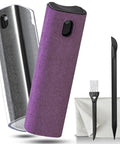 2 Pack Screen Cleaner Kit For Laptops Phones Tablets And Cars With 10ml Spray Dual Cleaning Sprays Microfiber Cloth On Face Soft Cleaning Pen For AirPods And Ports Keyboard Brush Portable All In One Cleaning Set image showing two sprays, a microfiber cloth, a brush, and a pen.