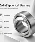 GEG25C Radial Spherical Plain Bearing 25x47x28mm in hardened steel for heavy load applications and smooth operation.