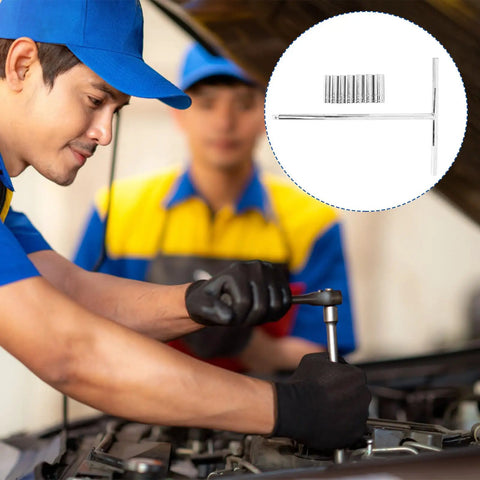 Workhorse Chrome Metric Socket Wrench Set Featuring T Handle Design And Non Slip Rubber Grip Made From Premium Vanadium Steel To Crack Through Rusty Bolts Without Any Sweat Or Hassle in use during car repair.
