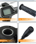 48V Throttle And LCD Speedometer Display For Electric Dirt Bike Without M Button, showing connectors and handle grips