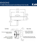 Diagram of Wide Recessed Inside Release Handle with dimensions, model 10486A00600, showing installation details for 56 and 5656 latches.
