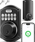 Built Tough WiFi Keypad Deadbolt For Your Front Door Zero Hassle Smart Lock With Matte Black Finish and smartphone app control.