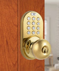Electronic Touchpad Keyless Door Lock In Polished Brass For Easy Keyless Entry Adjustable Backset 60mm Or 70mm Up To 6 User Codes