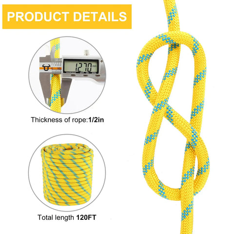 Top Shelf Half Inch By 120 Foot Arborist Rope Delivering Bone Hard 9000 Pound Static Strength And Killer Grip for tree rigging.