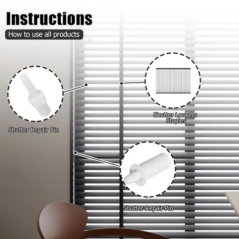 Instructions for Solid Steel Window Blind Louvers Staples Bulk Pack For Plantation Shutter Hardware Repair and Quick Replacement Parts.