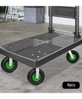Heavy Duty 10 Inch Pneumatic Caster Set Four Piece Swivel And Rigid Wheels Ball Bearing Axles for hand trucks on freight dolly.