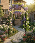 Heavy Duty Galvanized Steel Garden Arch Arbor 7.6 Ft Tall 4.6 Ft Wide Dope Rust Resistant Trellis With Roses In Garden Path