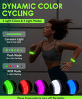 Rechargeable LED Armband Set For Night Safety, 2 Pack High Visibility Slap Wristbands in green while running