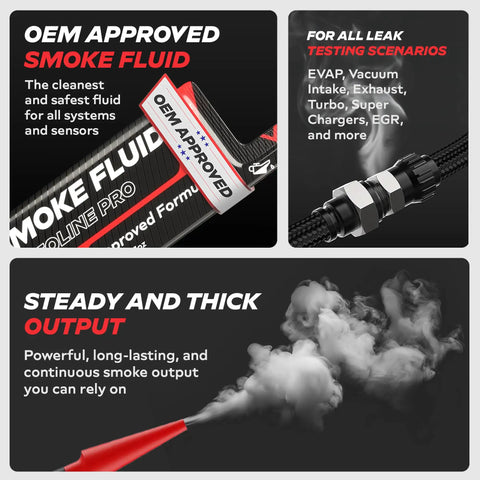 OEM Approved Smoke Fluid for Heavy Duty Rock Solid Smoke Machine Leak Detector EVAP Engine Vacuum Diagnostic Tester.