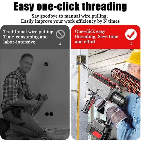 Heavy Duty Automatic Wire Threading Machine Electric Wall Cable Puller Battery Powered Cord Fishing Tool With Smooth One Button Operation makes wiring easy.
