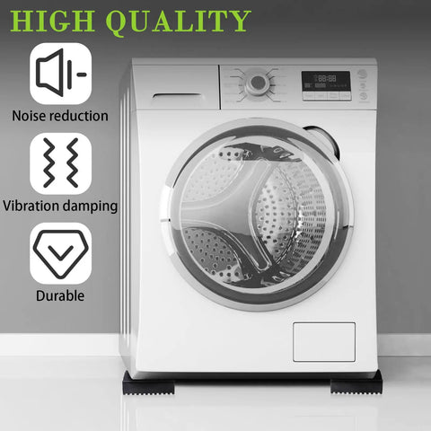 Heavy Duty Anti Vibration Rubber Pads 4 Pack Shock Absorbing Base Mounts under washer for noise reduction and vibration damping.