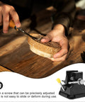 Person using Mini Table Vise With Suction Base For Woodworking And Craft Projects A Handy Bench Clamp For Jewelry Carving Micro Engraving And Fine Engraving Workholding Tool That Delivers Rock Solid Hold Stays Stable Portable And Easy To Use For Hobbyists on a wood carving project