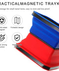 Must Have Collapsible Magnetic Parts Tray With Double Sided Magnetic Base Four Point Five Inch Silicone Bowls Foldable Organizer For Bolts Nuts Screws Pins And Washers Car Accessories Red, showing stackable design