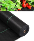 Heavy Duty Landscape Fabric Weed Barrier For Garden And Driveway Projects, 3 Ft By 100 Ft Ground Cover Mat, black, woven texture, close-up of roll