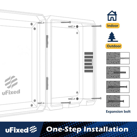 Installation guide for Lockable Outdoor EV Charger Enclosure With Heavy Duty Metal Wall Case For Tesla Connector with screws and bolts.